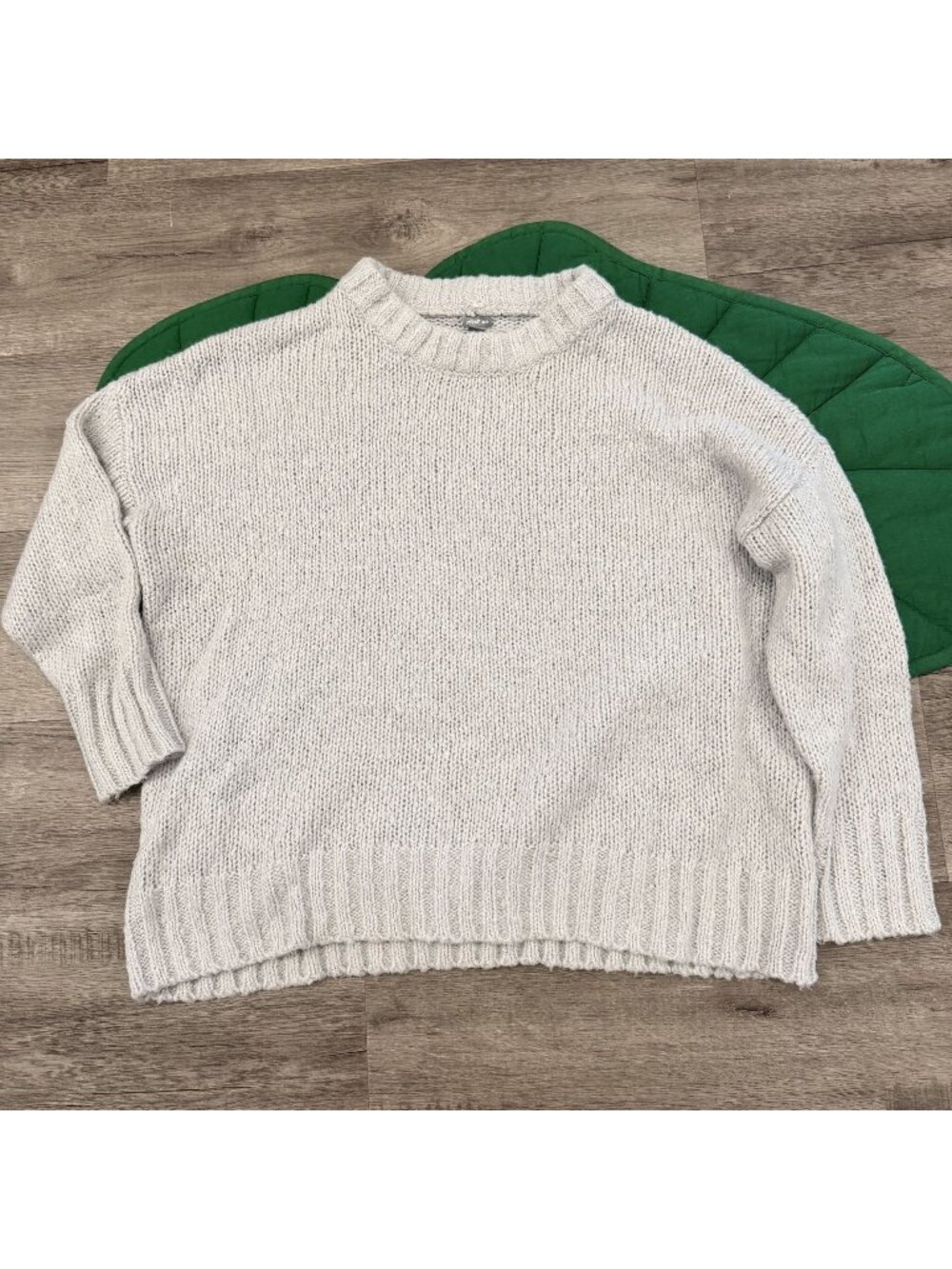 Aerie Womens XS Light Gray Wool Alpaca Blend Oversized Chunky Knit Sweater